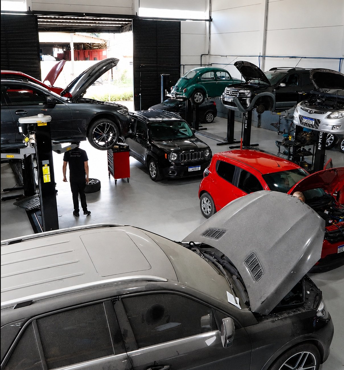 Profissional da Master Ar em oficina automotiva